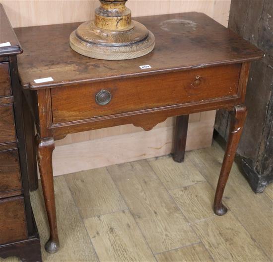An early 18th century walnut side table W.79cm.